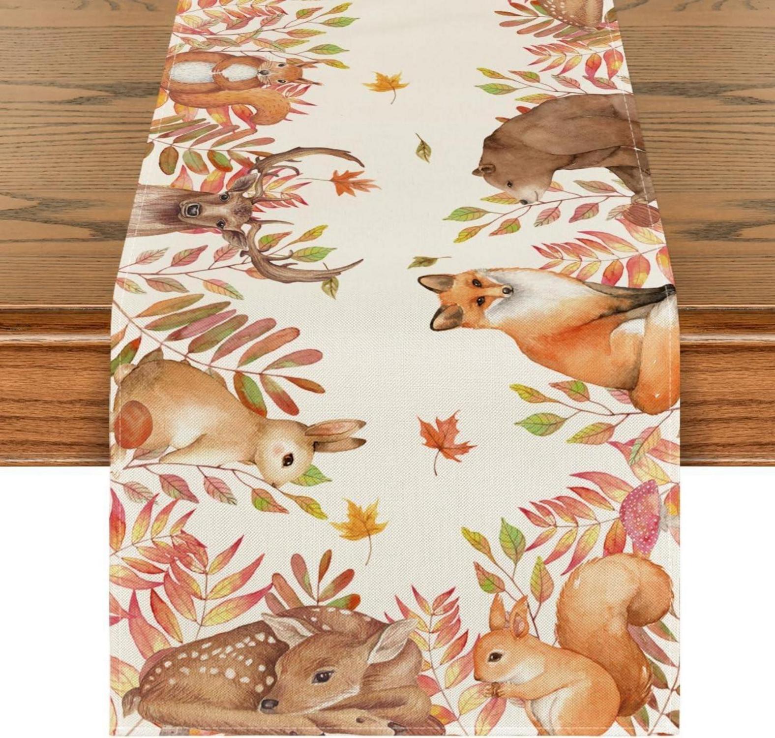 Herbst Tischläufer Tiere Blätter Party Dekor 40x140 cm