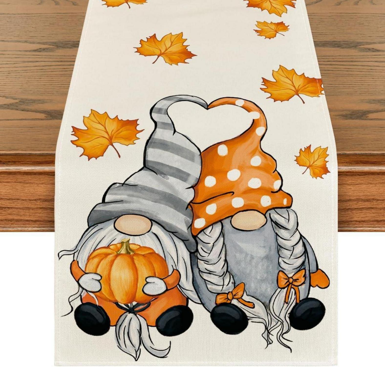 Herbst Tischläufer Kürbisse Ahornblätter 40x240 cm
