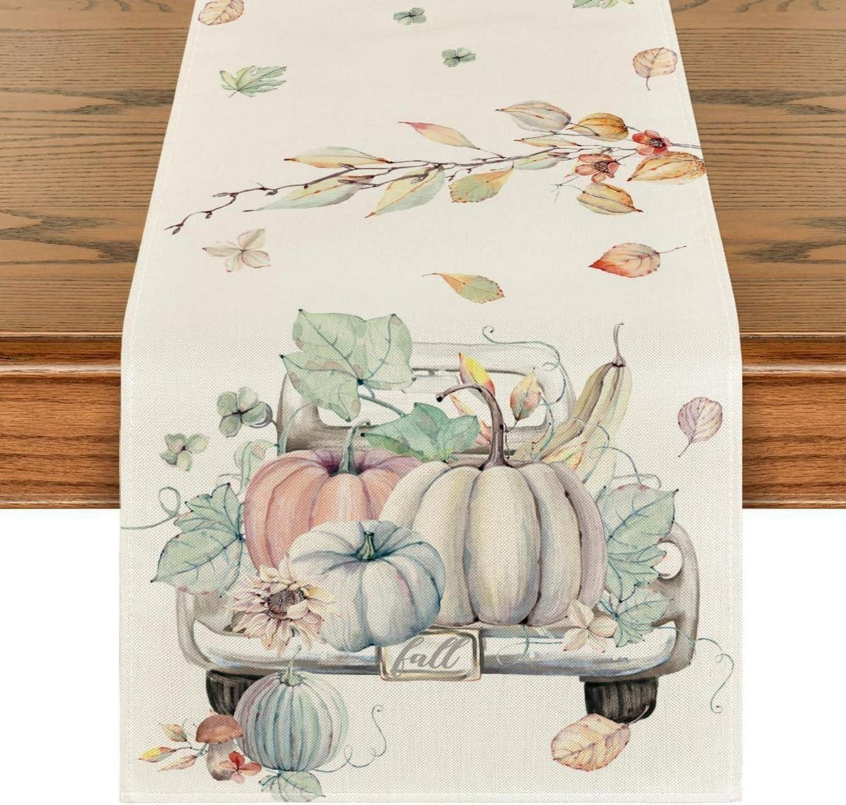 Aquarell Kürbisse Herbst Tischläufer 40x100 cm Beige