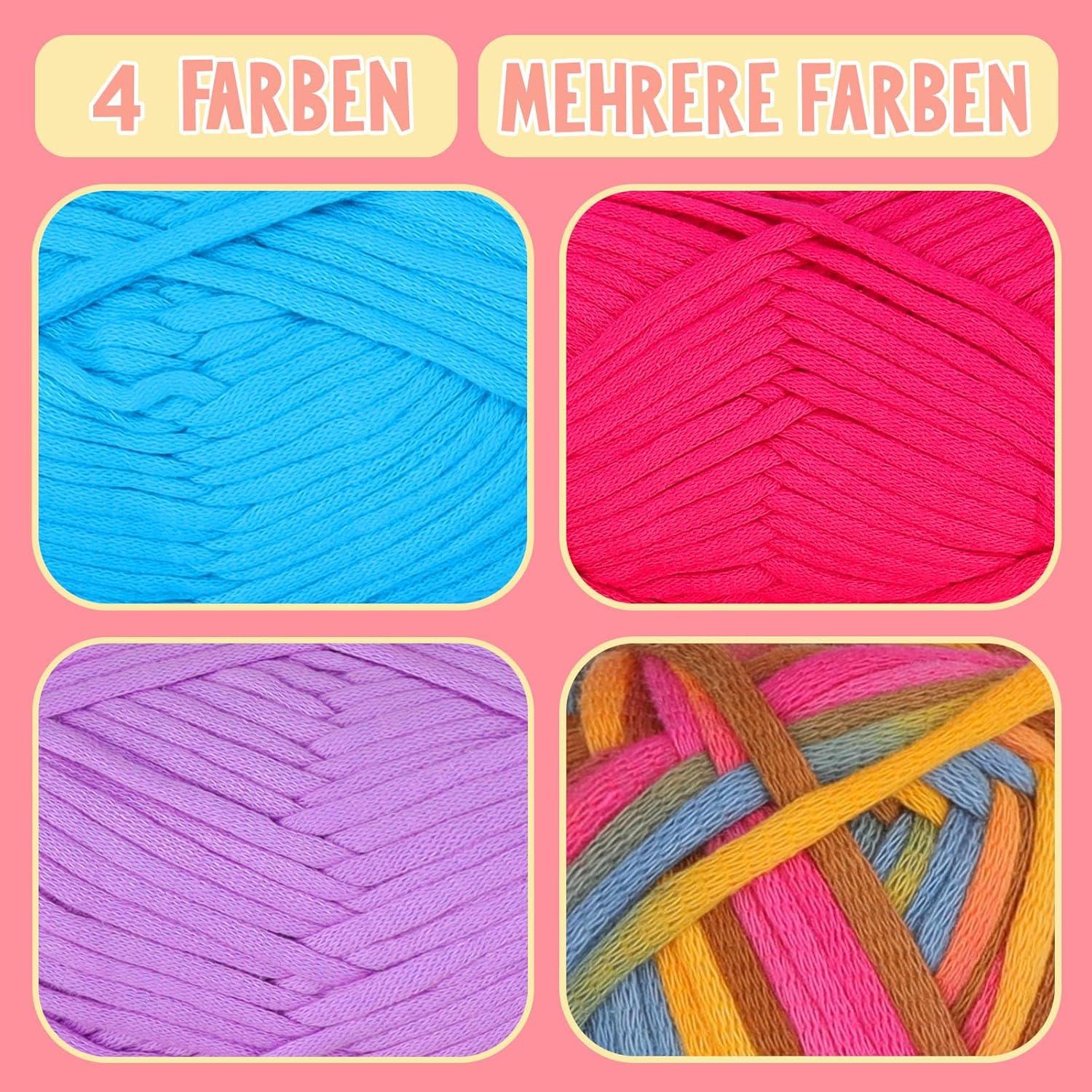 4er Set Easy Yarn Häkelgarn Anfänger Set 200g Lila Rosa Blau Rot