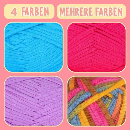 4er Set Easy Yarn Häkelgarn Anfänger Set 200g Lila Rosa Blau Rot