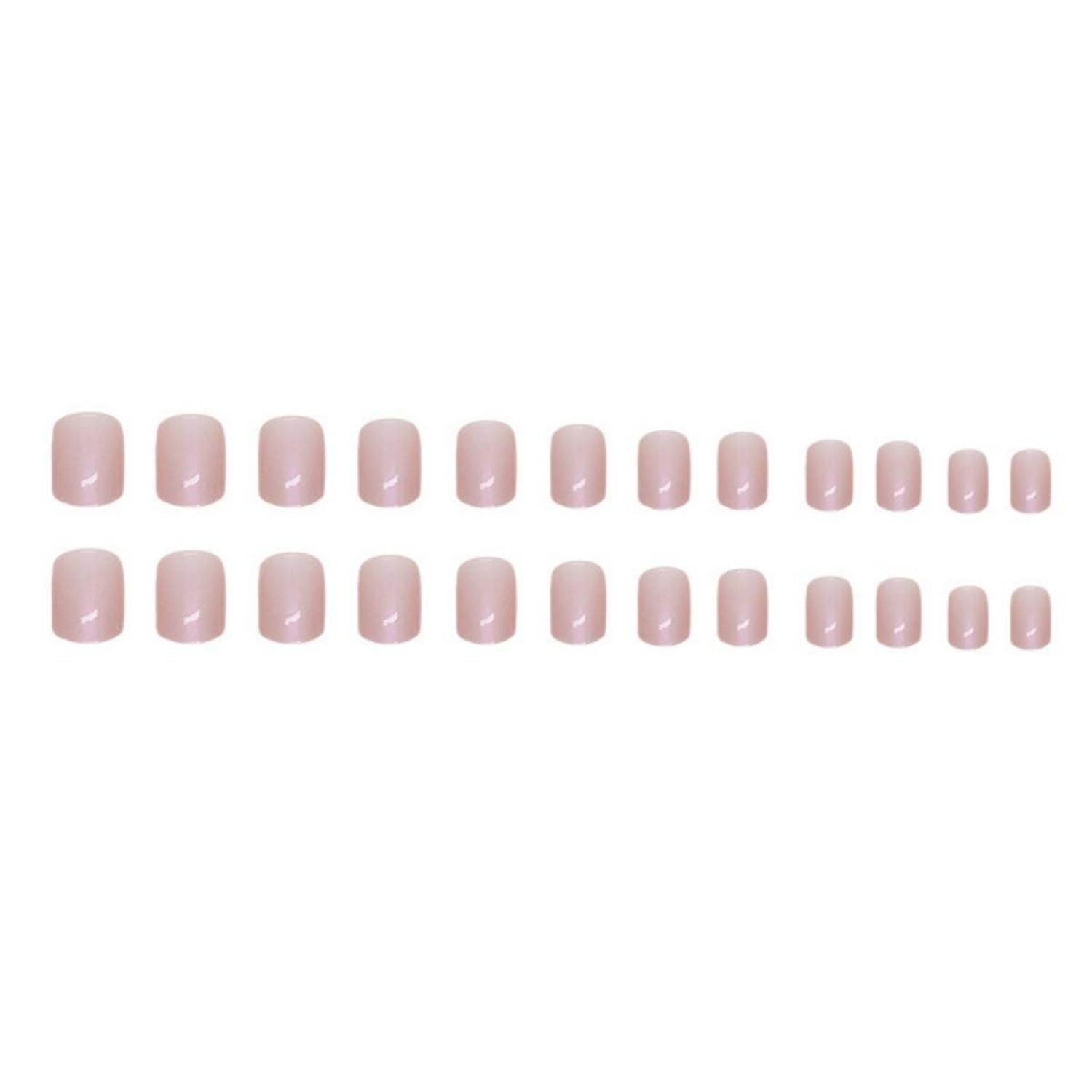 24 Stück Metallic Nägl für Frauen, Einfarbig, Eckig, Glossy Kunstnägel, Pink, Künstliche Nägel