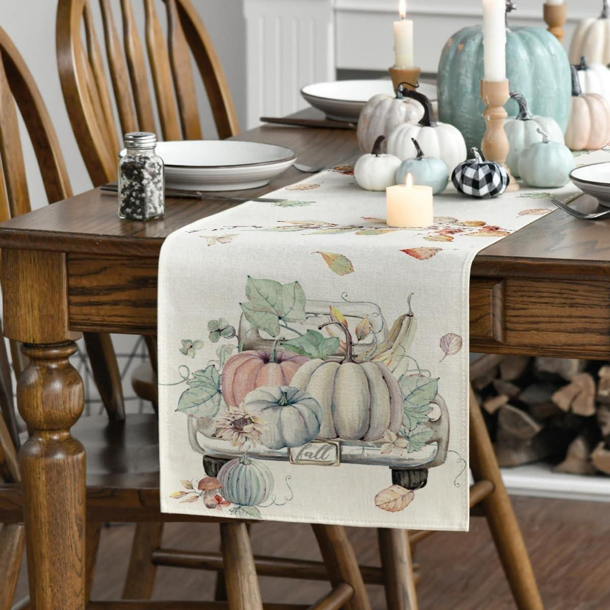 Artoid Aquarell Kürbisse Herbst Tischläufer 40x240 cm Beige