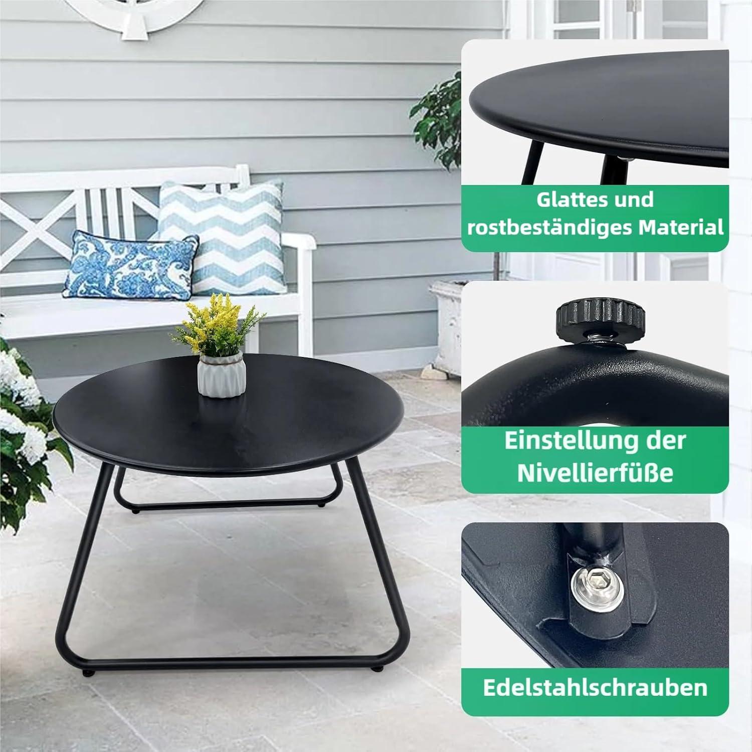 Fokebel Patio Outdoor Couchtisch Set 2er Pack Schwarz