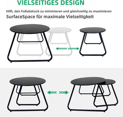 Outdoor Couchtisch Set von 2, wetterfester Stahl, Runde