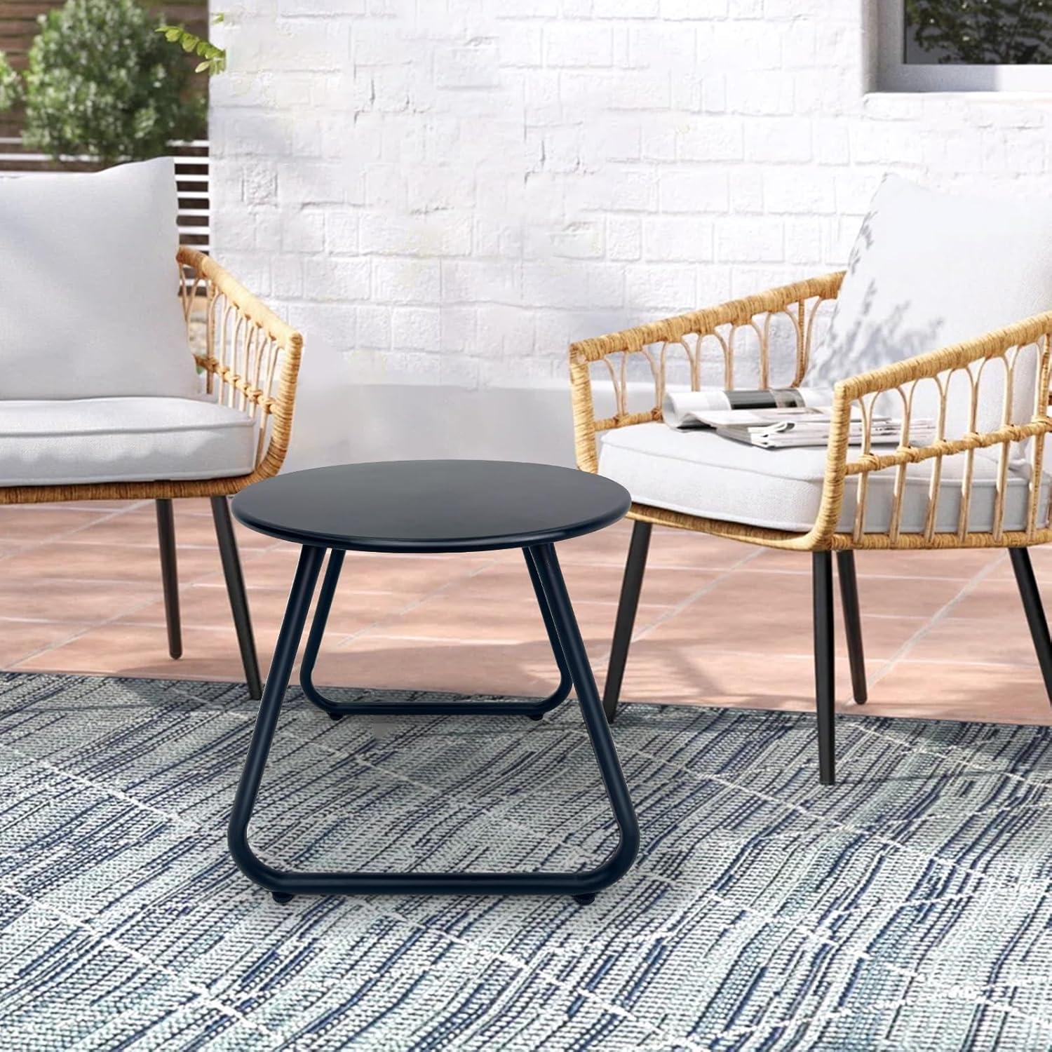 Fokebel Patio Couchtisch Set 2er wetterfest für Terrasse Balkon Schwarz