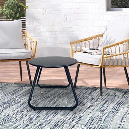 Fokebel Patio Couchtisch Set 2er wetterfest für Terrasse Balkon Schwarz