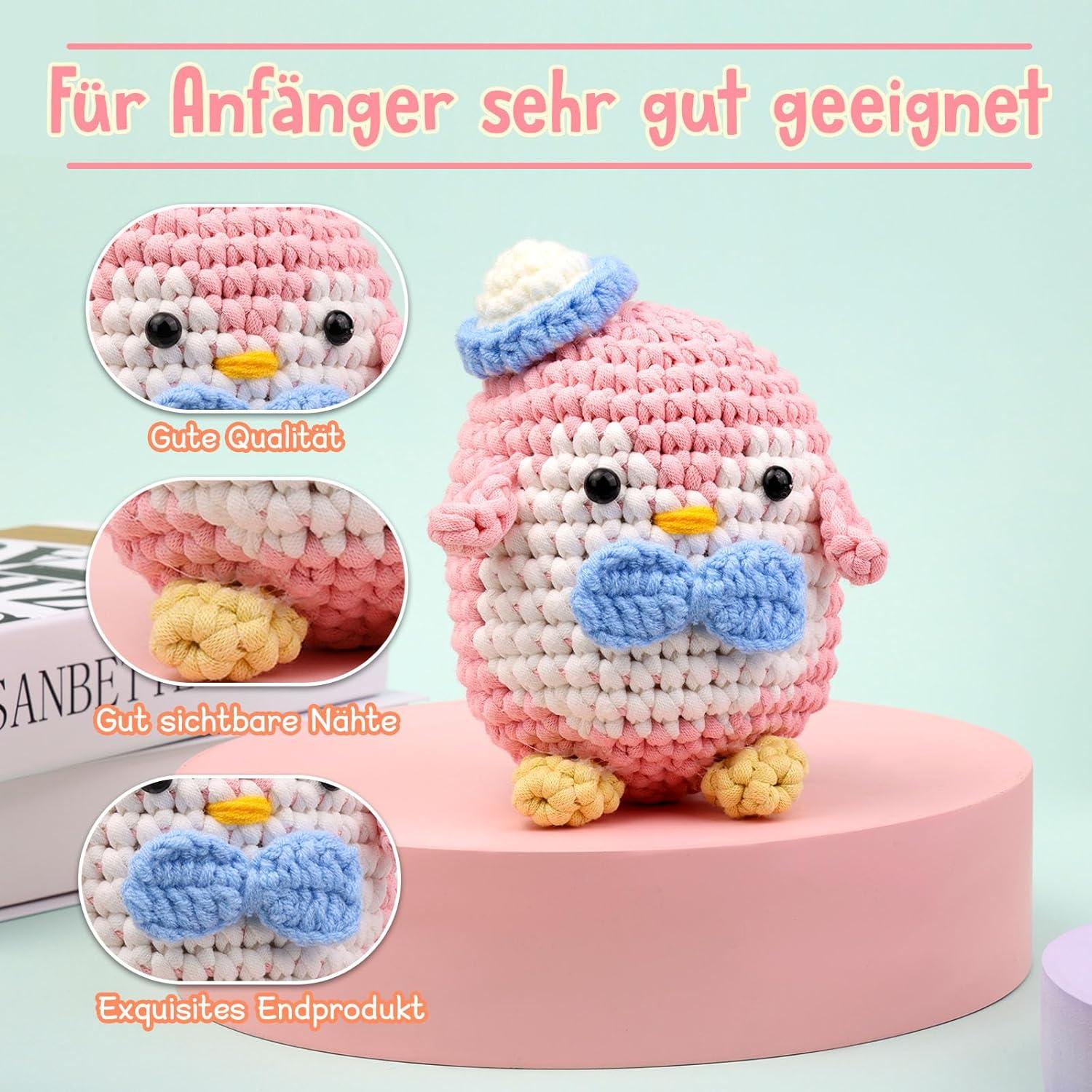 4x50g Häkelgarn Set Anfänger Baumwolle Gelb Grün Blau Rosa