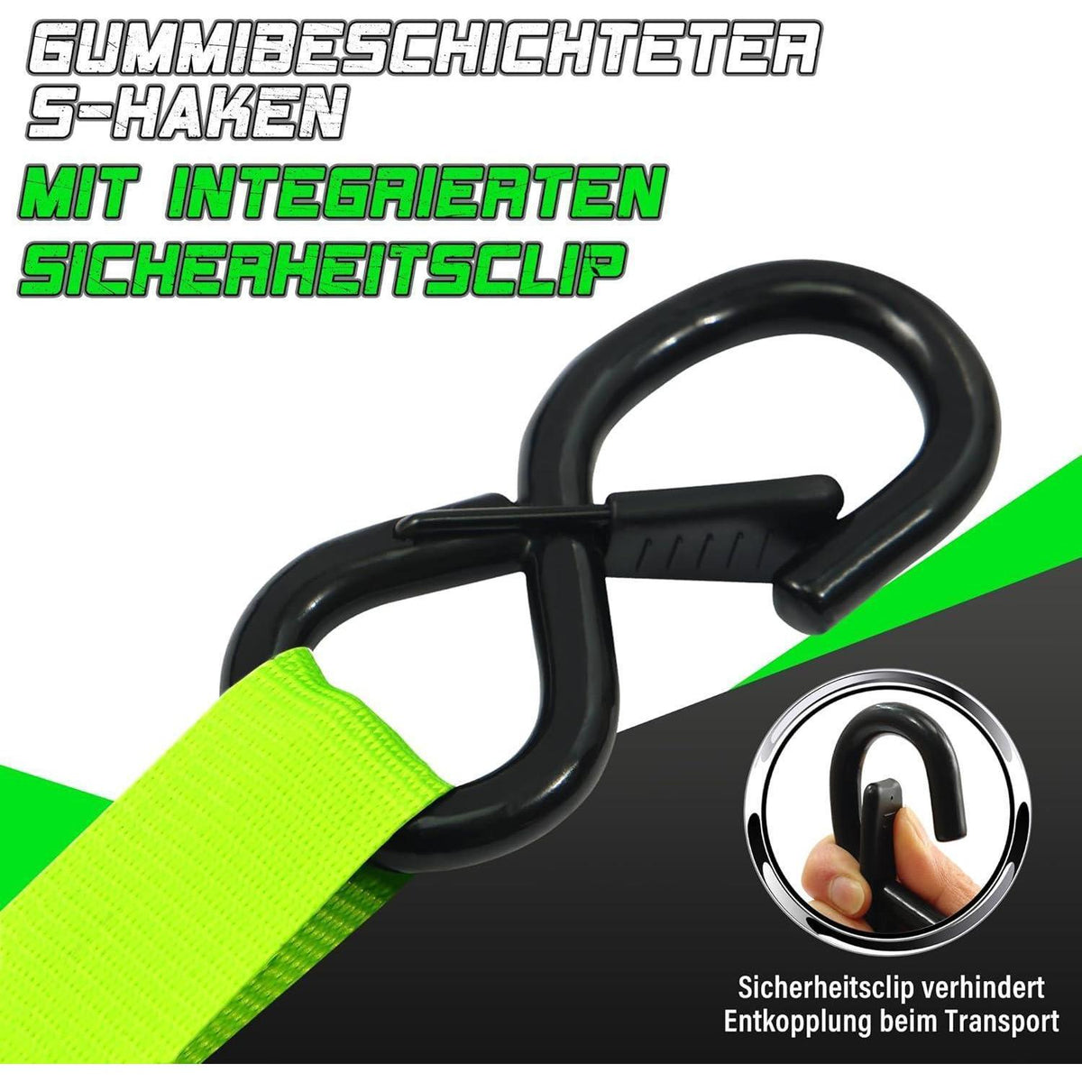 Automatischer Spanngurt-Set (4er) – 3,6m, 340KG, Grün