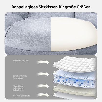 Ergonomischer Bürostuhl 200kg, Samt Drehstuhl Grau, Gaming
