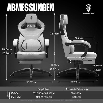Dowinx Gaming Stuhl mit Fußstütze und Massagefunktion