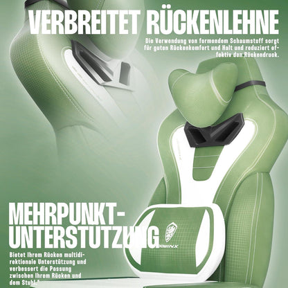 Gaming Stuhl Stoff mit Fußstütze und Massagefunktion Grün