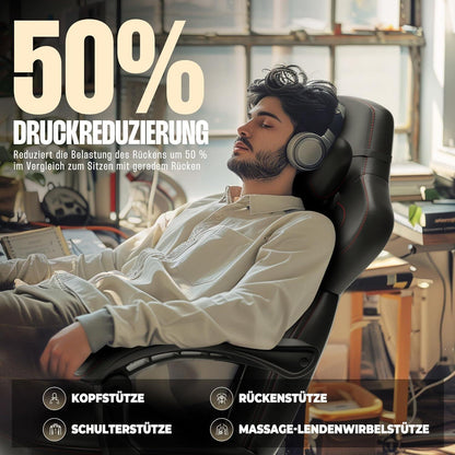 Dowinx Gaming Stuhl mit Massage und Fußstütze Schwarz