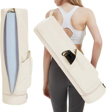Yogatasche Damen mit Nassfach und Flaschentasche Beige