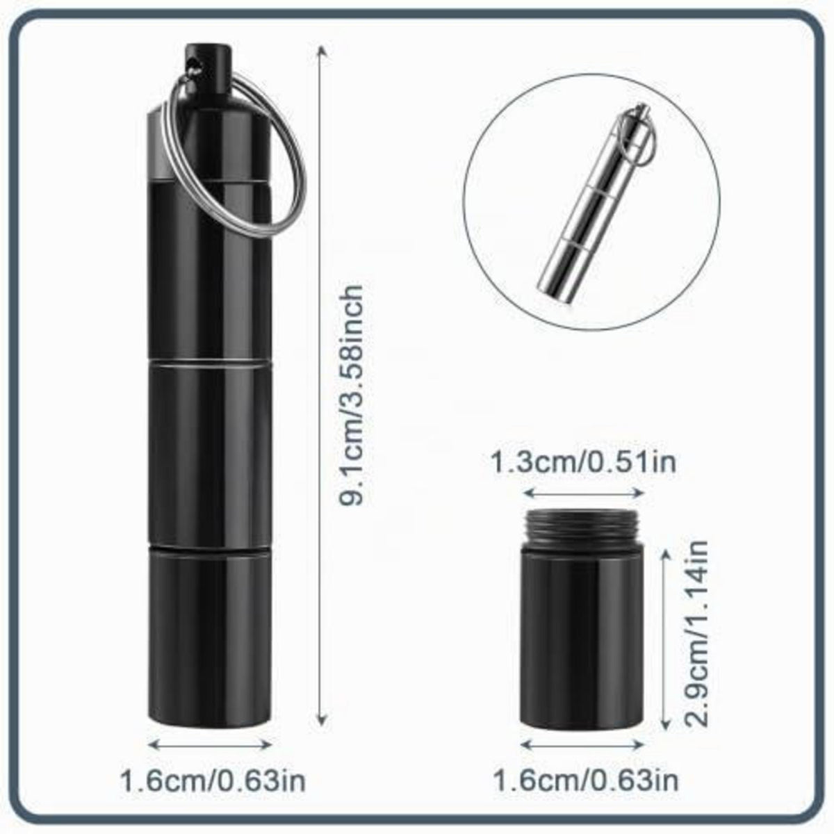 2er-Set Pillendose Schlüsselanhänger Wasserdicht, 3 Fächer