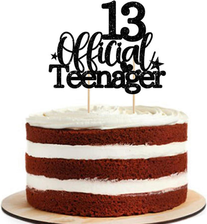 Deko 13. Geburtstag Mädchen Jungen Glitzer Kuchendeko 13 Jahre Schwarz