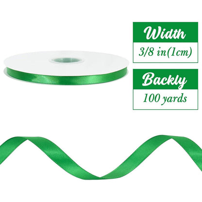 Satinbandrolle Grün, 1 cm x 91 m – Vielseitiges Dekorationsband