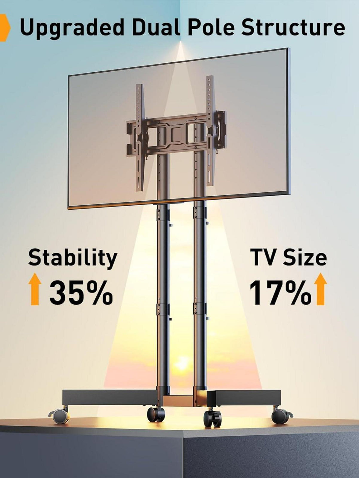 TV Ständer Rollbar für 32-70 Zoll Fernseher Höhenverstellbar Neigbar