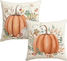 Herbst Kürbis Blatt Kissenbezug 2er Set 45x45 cm Orange