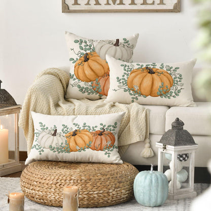 Herbst Kürbisse Kissenbezüge 2er Set 30x50 cm Orange