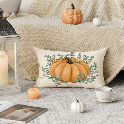 Orange Herbst Kürbisse Kissenbezüge 2er Set 30x50 cm Sofakissen