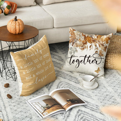 Herbst Kissenbezüge 4er Set Eukalyptus Blätter Artoid 45x45cm Gelb
