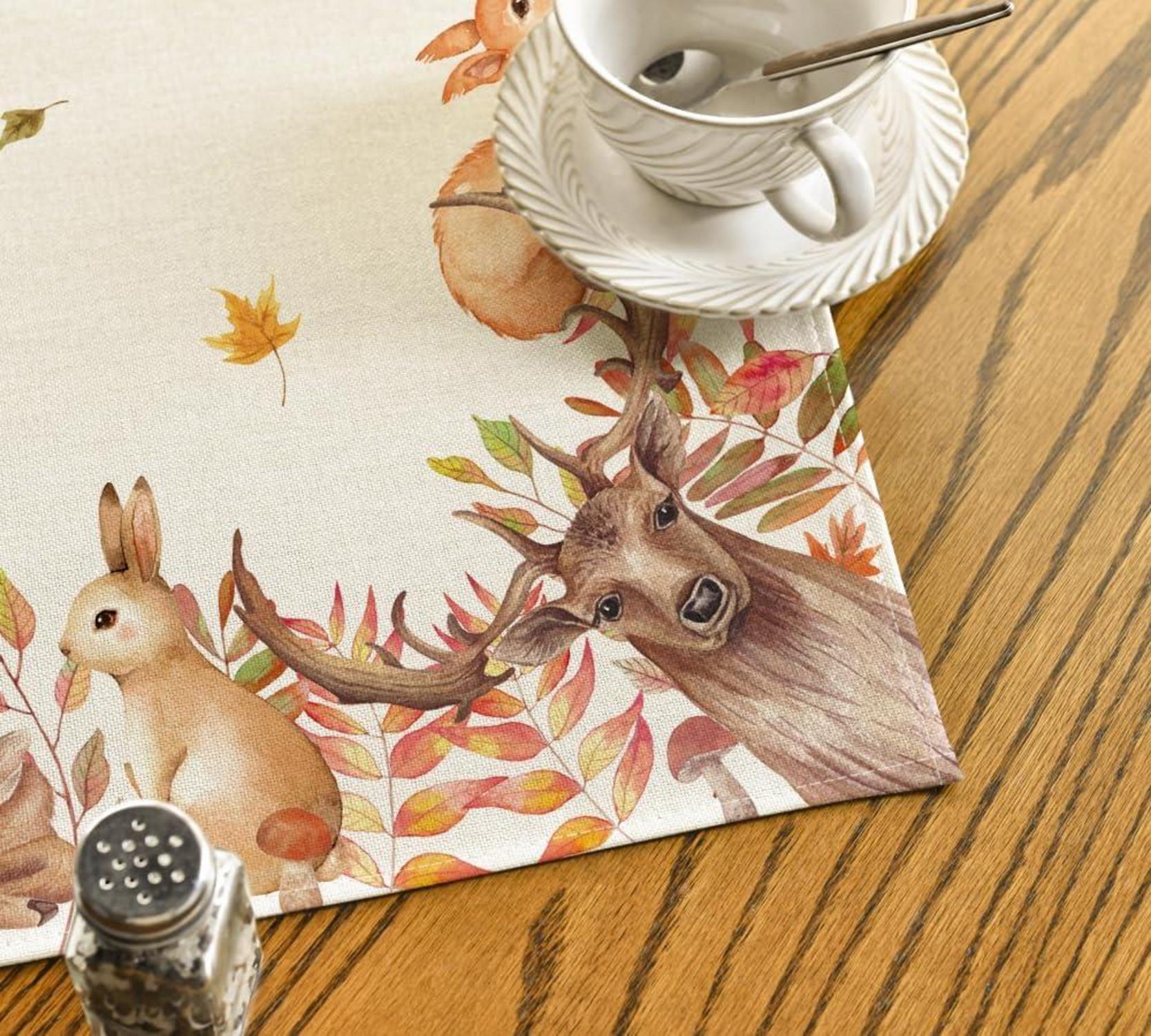 Artoid Herbst Tischdecke Bäume Hirsch Vögel 85x85 cmовариant 2:ModeHerbstTischdeckeBäumeHirschVögel885cm