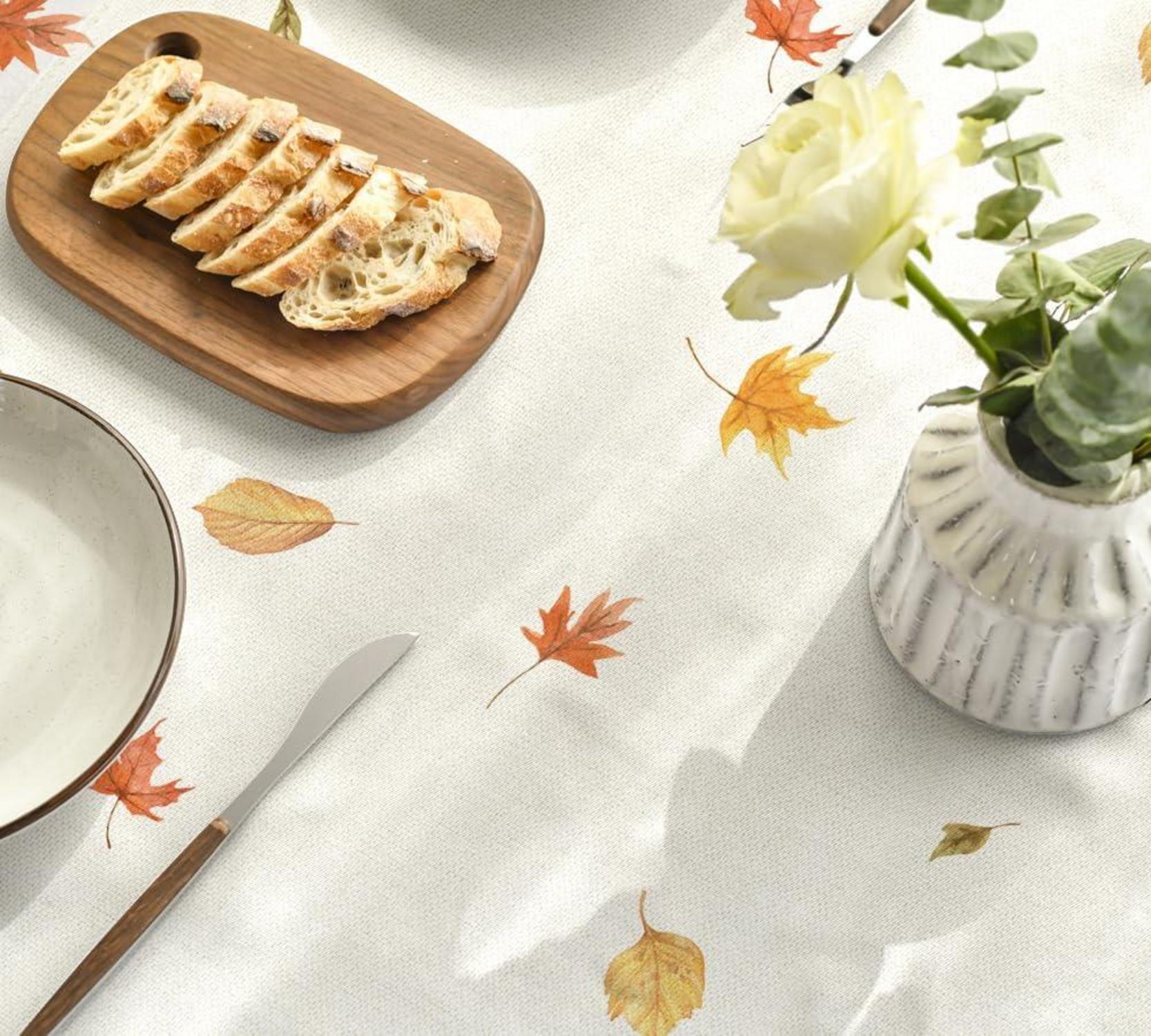 Herbst Tischdecke Hirsch Deer Vögel 85x85cm Beige Artoid Mode