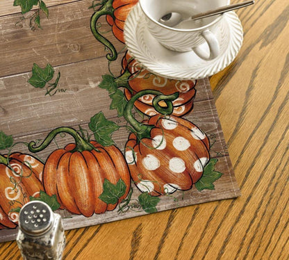 Artoid Herbst Tischdecke Planken Kürbisse 100x100 cm Braun