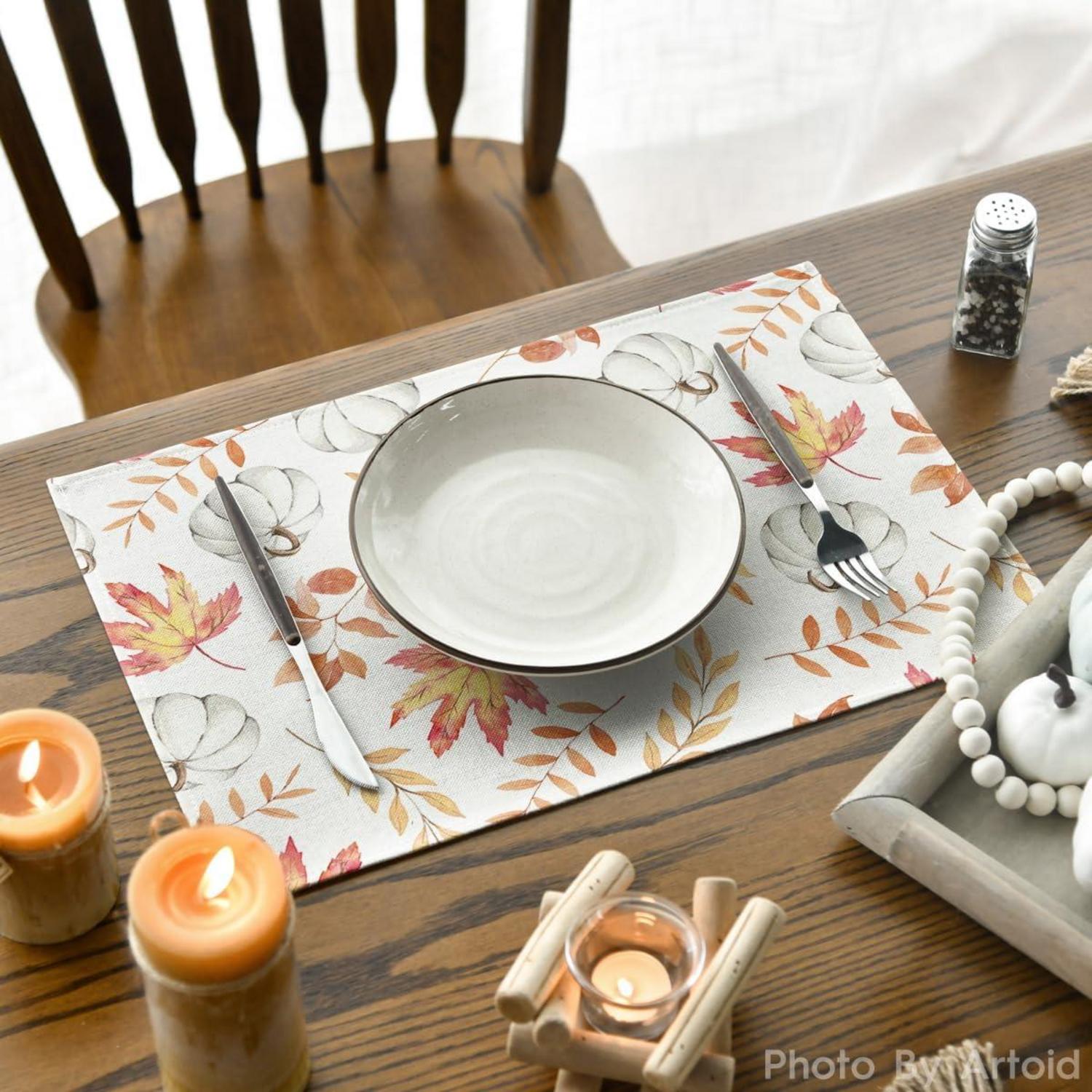 Orange Herbst Tischsets 6er Set 30x45cm - Waschbar & Dekorativ