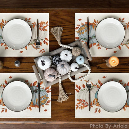 Artoid Blaue Herbst Tischsets 4er Set 30x45cm - Waschbar & Dekorativ