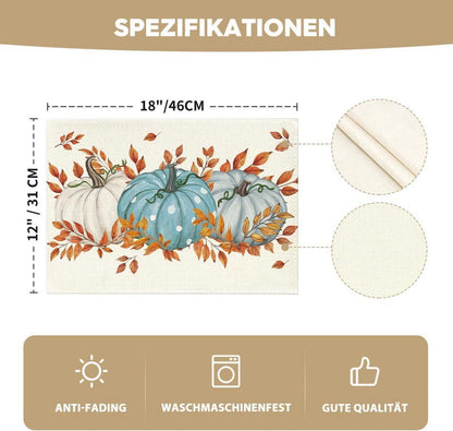 Blau Herbst Tischsets 4er Set 30x45cm Urlaub Deko Platzdeckchen