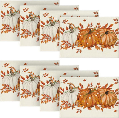 Artoid Mode Orange Herbst Platzsets 8er Set 30x45cm Waschbar Tischsets