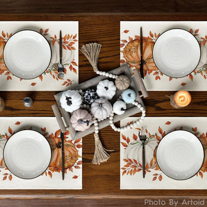 Artoid Mode Orange Herbst Platzsets 8er Set 30x45cm Waschbar Tischsets
