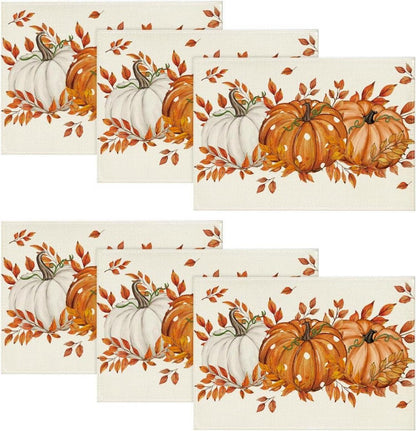 Artoid Mode Herbst Orange Kürbisse Platzsets 6er Set 30x45cm