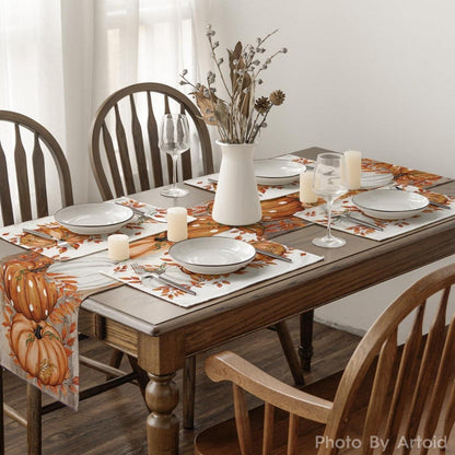Planken Blätter Orange Kürbisse Herbst Platzsets 6er Set 30x45cm