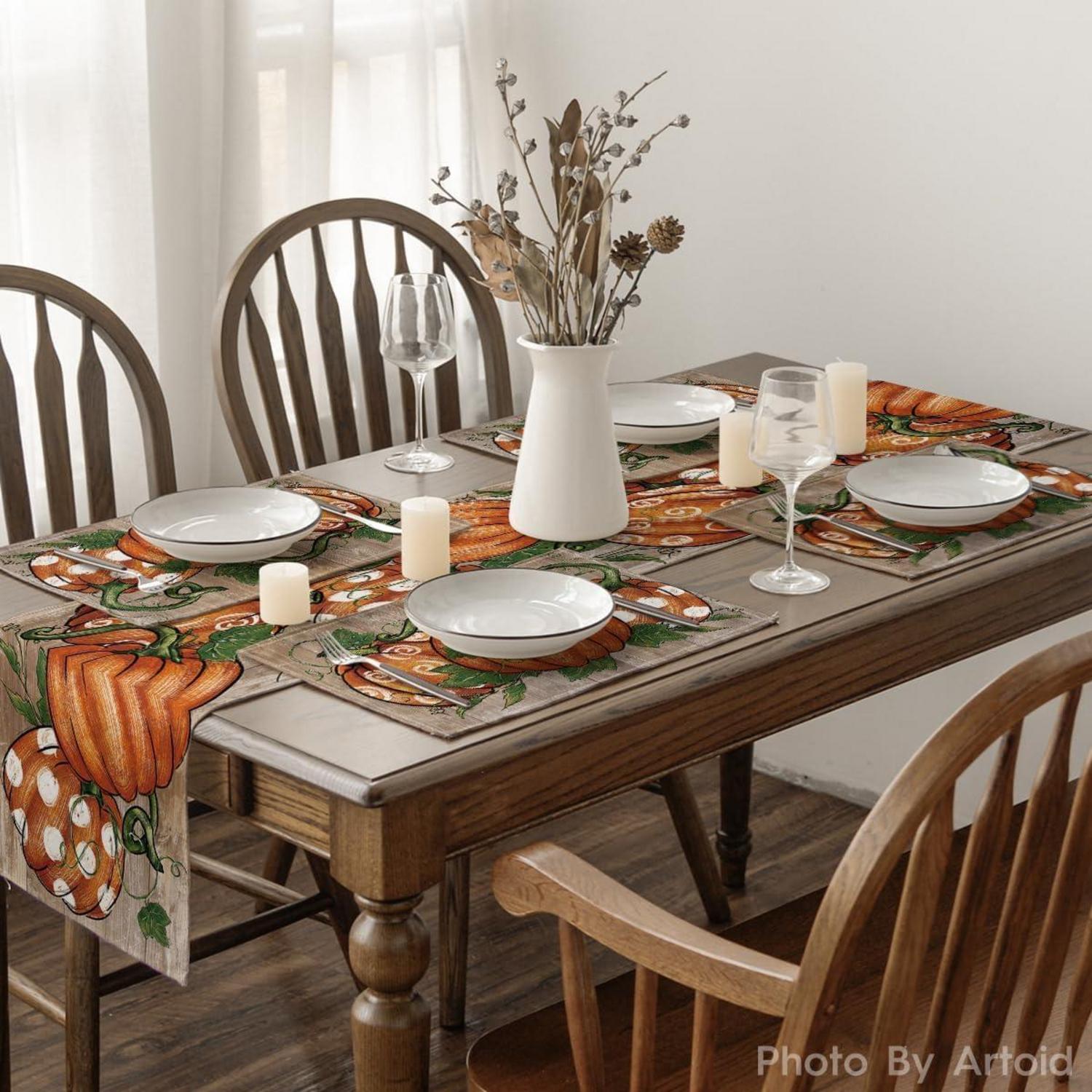Herbst Platzsets 8er Set Kürbisse Tischsets 30x45cm Urlaub Küche Deko