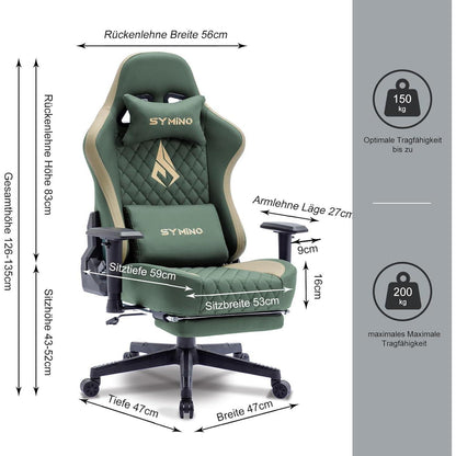 Ergonomischer Gaming Stuhl Vintage-PU-Leder mit
