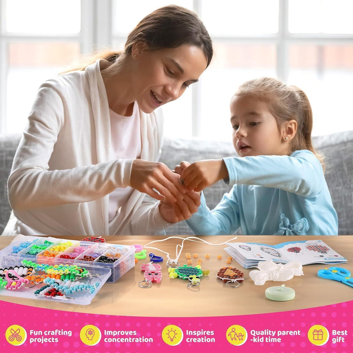 Bastelset Ponyperlen Tiere – 1500 Teile DIY Set für Kinder