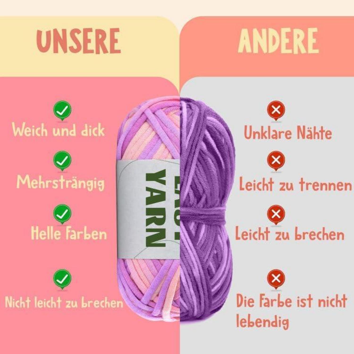 8er Set Easy Yarn Häkelgarn für Anfänger 8x50g Dickes Garn