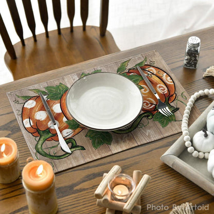 Artoid Mode Planken Drei Kürbisse Herbst Platzsets 4er Set 30x45 cm Braun