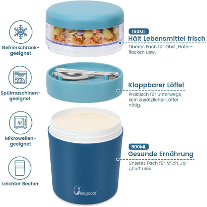 Bugucat Müslibecher to Go 650ml Lunchpot Joghurt Salat