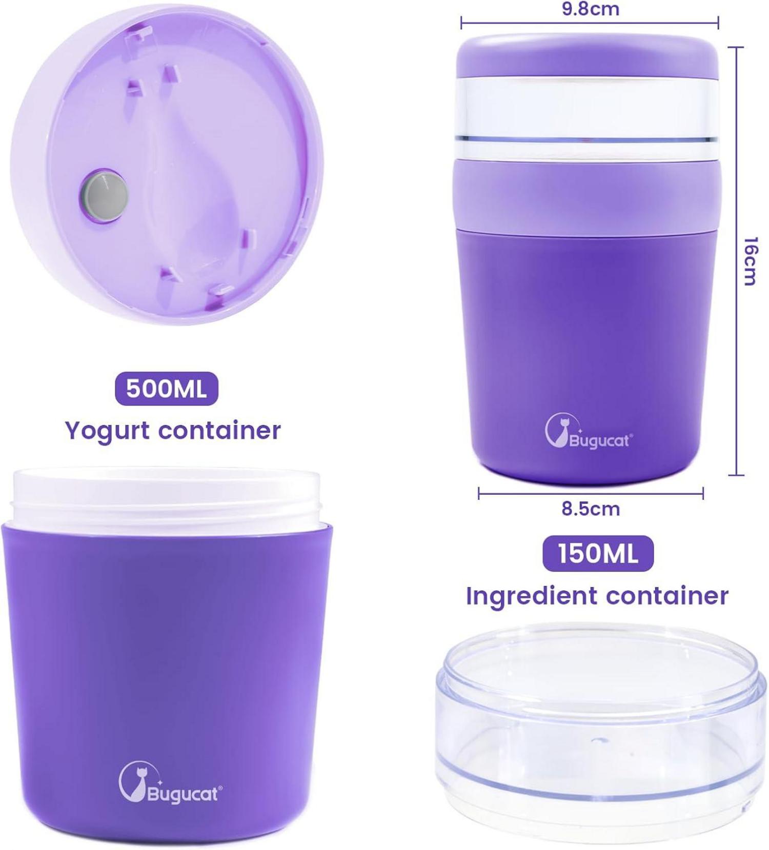 Bugucat Müslibecher to Go 650ml Lunchpot Joghurt Salat