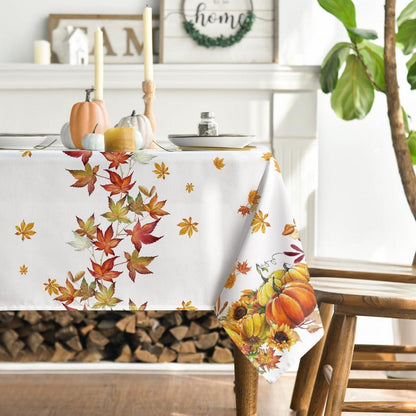 Herbst Tischdecke Kürbisse Ahornblätter Sonnenblumen 140x160 cm
