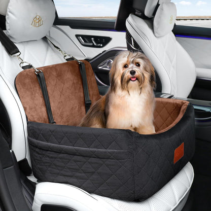 Hundefahrersitz mit Memory-Schaum – Sicher & Bequem (Schwarz/Braun, S)