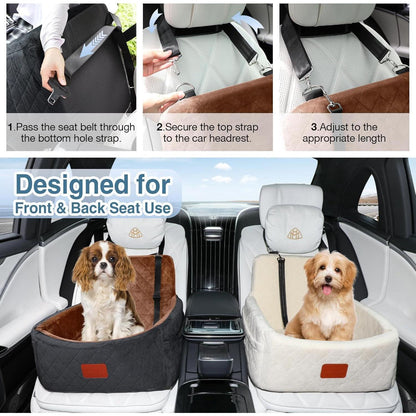 Hundefahrersitz mit Memory-Schaum – Sicher & Bequem (Schwarz/Braun, S)