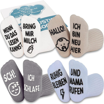 4 Paar lustige Baby Socken 0-12 Monate