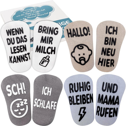 4 Paar lustige Baby Socken 0-12 Monate