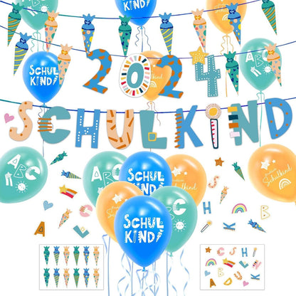 Einschulung Deko Set Schulkind Girlande Zuckertüten Luftballon