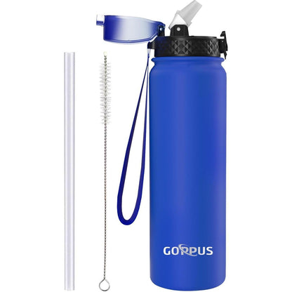 1L Thermosflasche mit Strohhalm aus Edelstahl